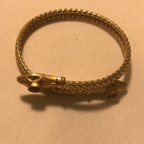 Double Headed Snake Coiled Bangle Bracelet - Picture 2 of 14